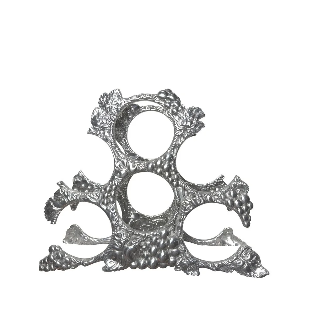 2004 ARTHUR COURT Cast Aluminum Grapes 6 WINE BOTTLE Rack Holder Retired‎ 11.5